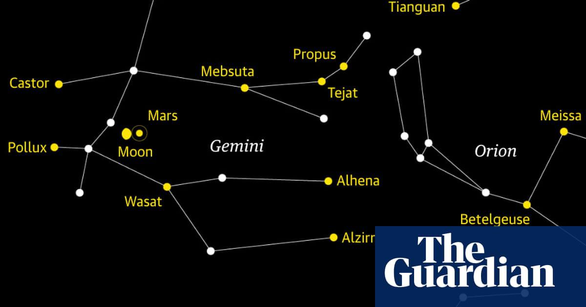 Gemini’s brightest stars, Castor and Pollux, will add their light to the aesthetic.