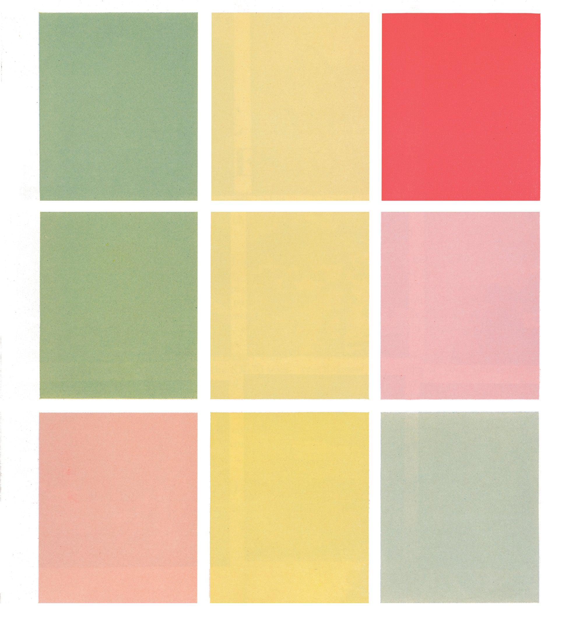 Three rows of three colors alternating