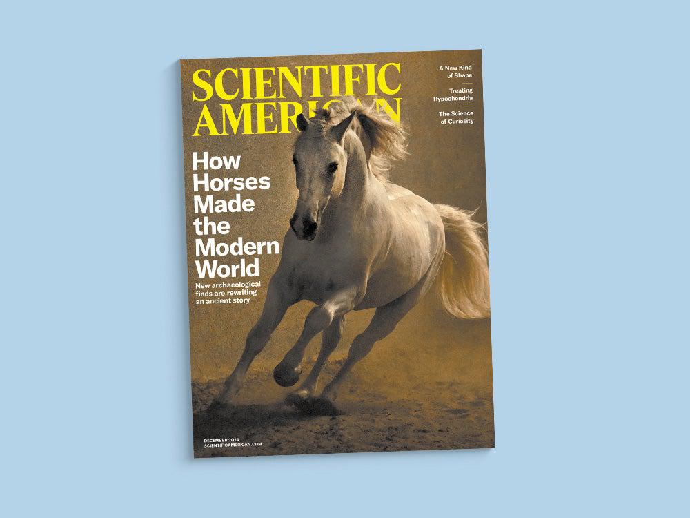 Cover of the December 2024 issue of Scientific American against a blue background.