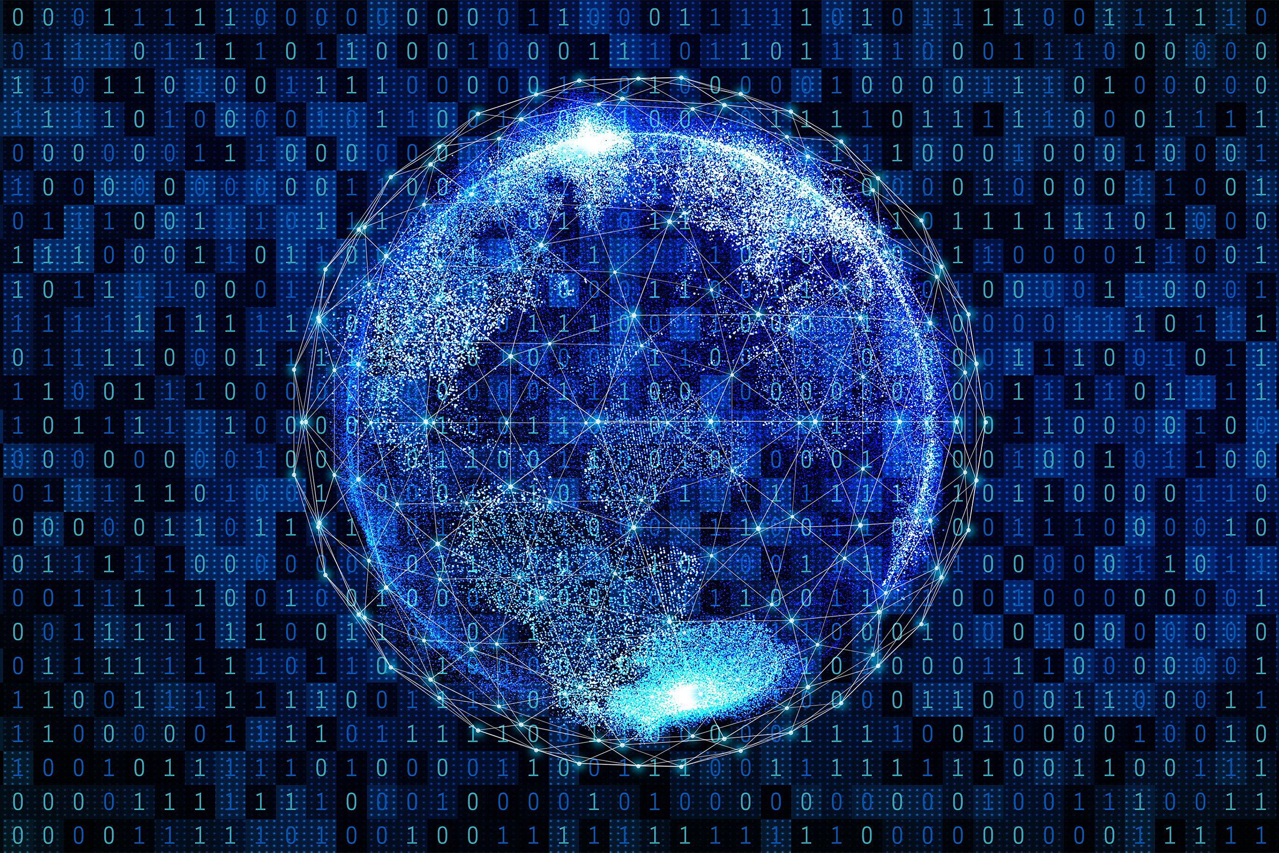 Earth with Programming Code Around It