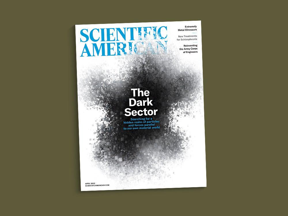Cover of the April 2025 issue of Scientific American against a brown background
