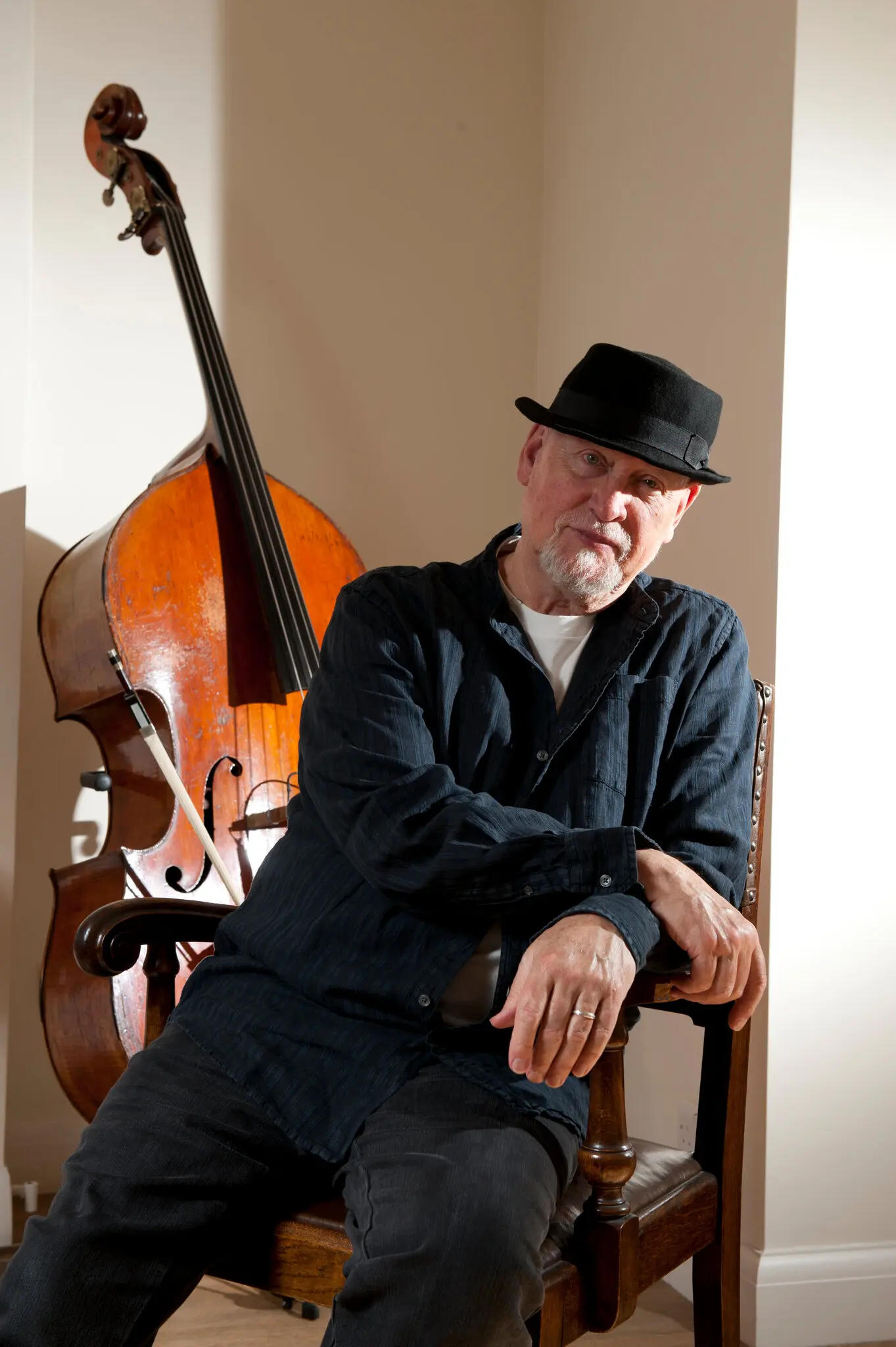 Danny Thompson in 2012. “You never just worked with Danny,” Kate Bush wrote in an appreciation after his death. “You also worked with his double bass he called Victoria. The two of them were joined at the hip.”