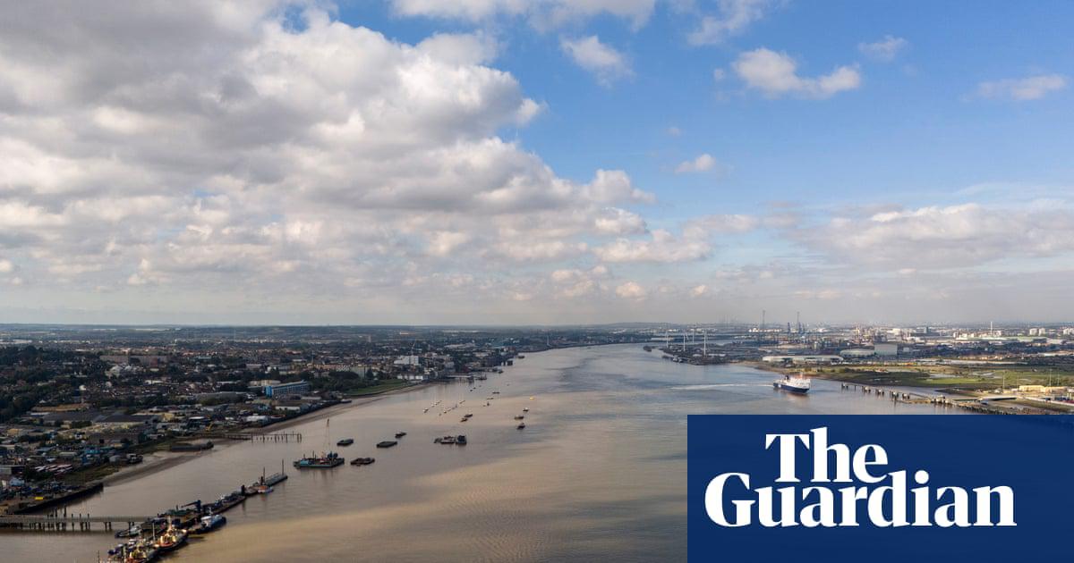 A view of the River Thames from Gravesend looking west towards London, at the location of the proposed Lower Thames Crossing between Kent and Essex.