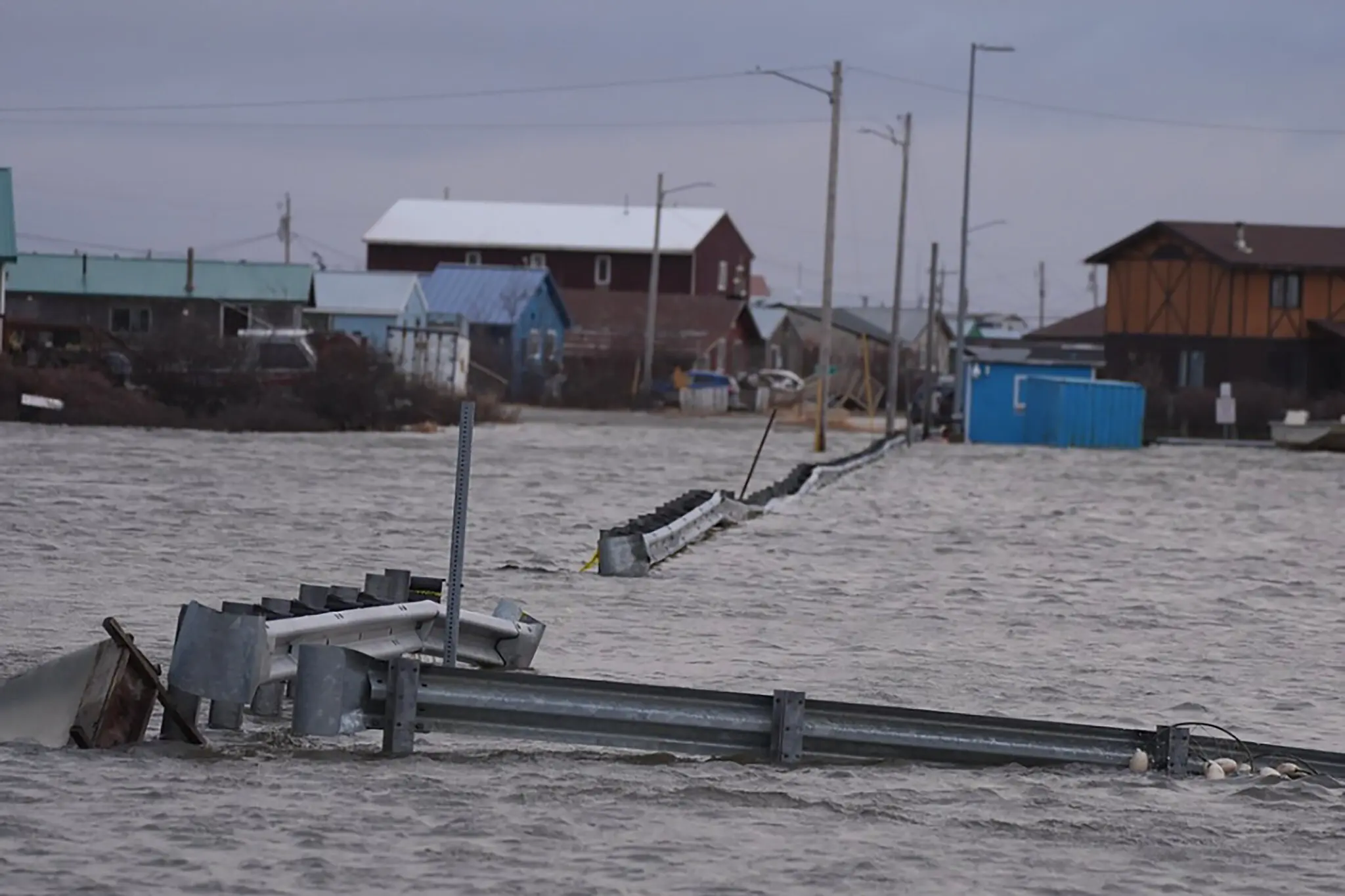 Flooding in western Alaska caused by Typhoon Halong, which brought winds that reached 80 miles per hour in some areas.