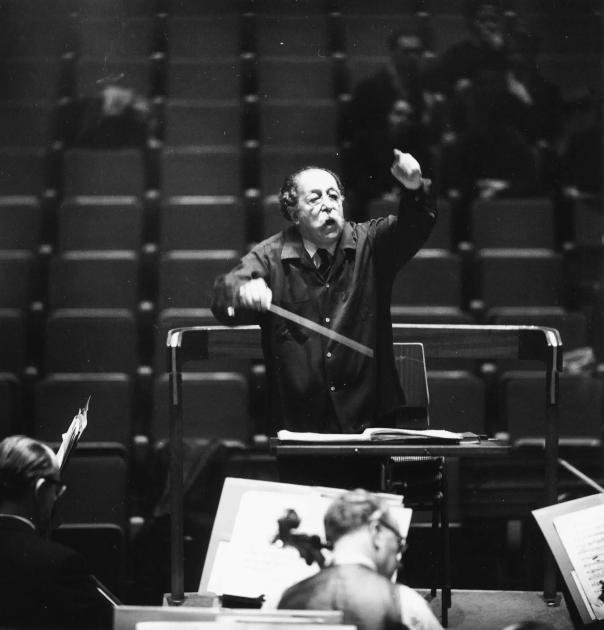 The conductor Pierre Monteux leading the London Symphony Orchestra in the 1960s.