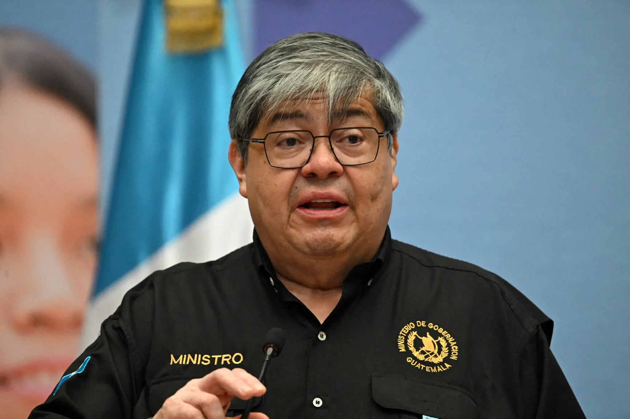 The Guatemalan interior minister, Francisco Jiménez, at a news conference on Monday.
