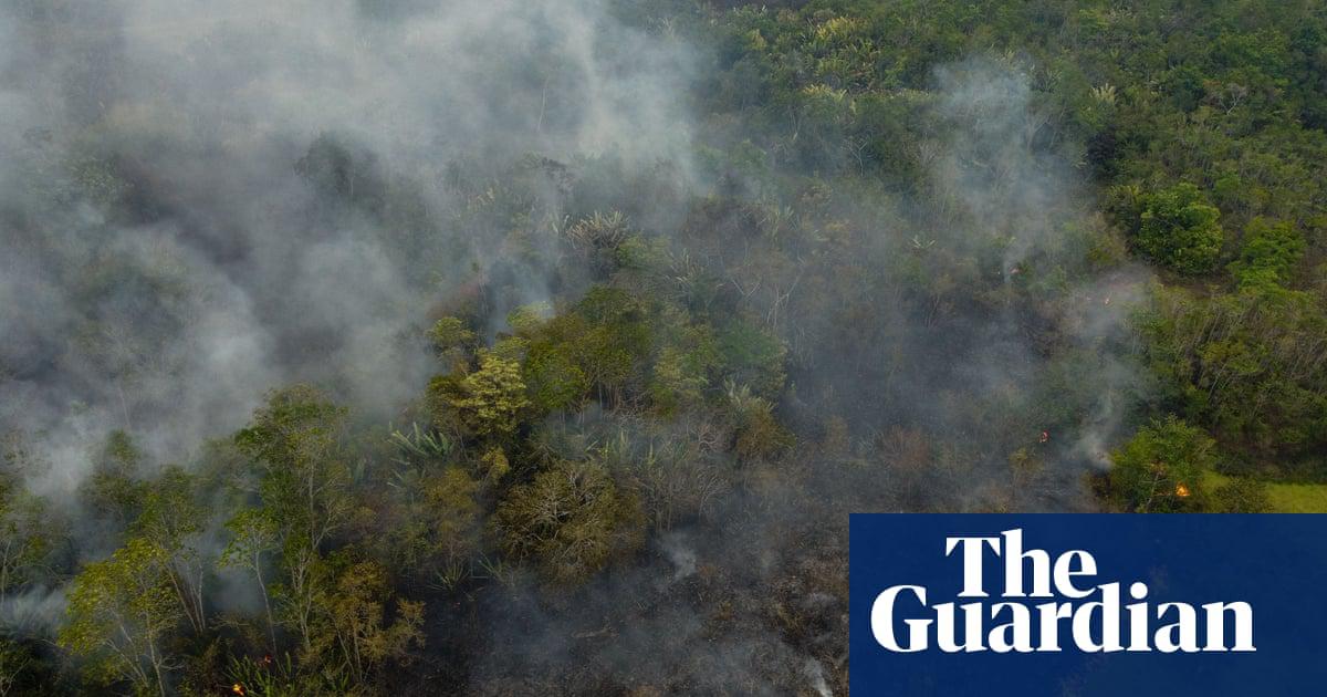 Smoke from illegal fires lit by farmers in Manaquiri, Amazonas state. Carbon dioxide released by the burning Amazon last year was seven times higher than the average.