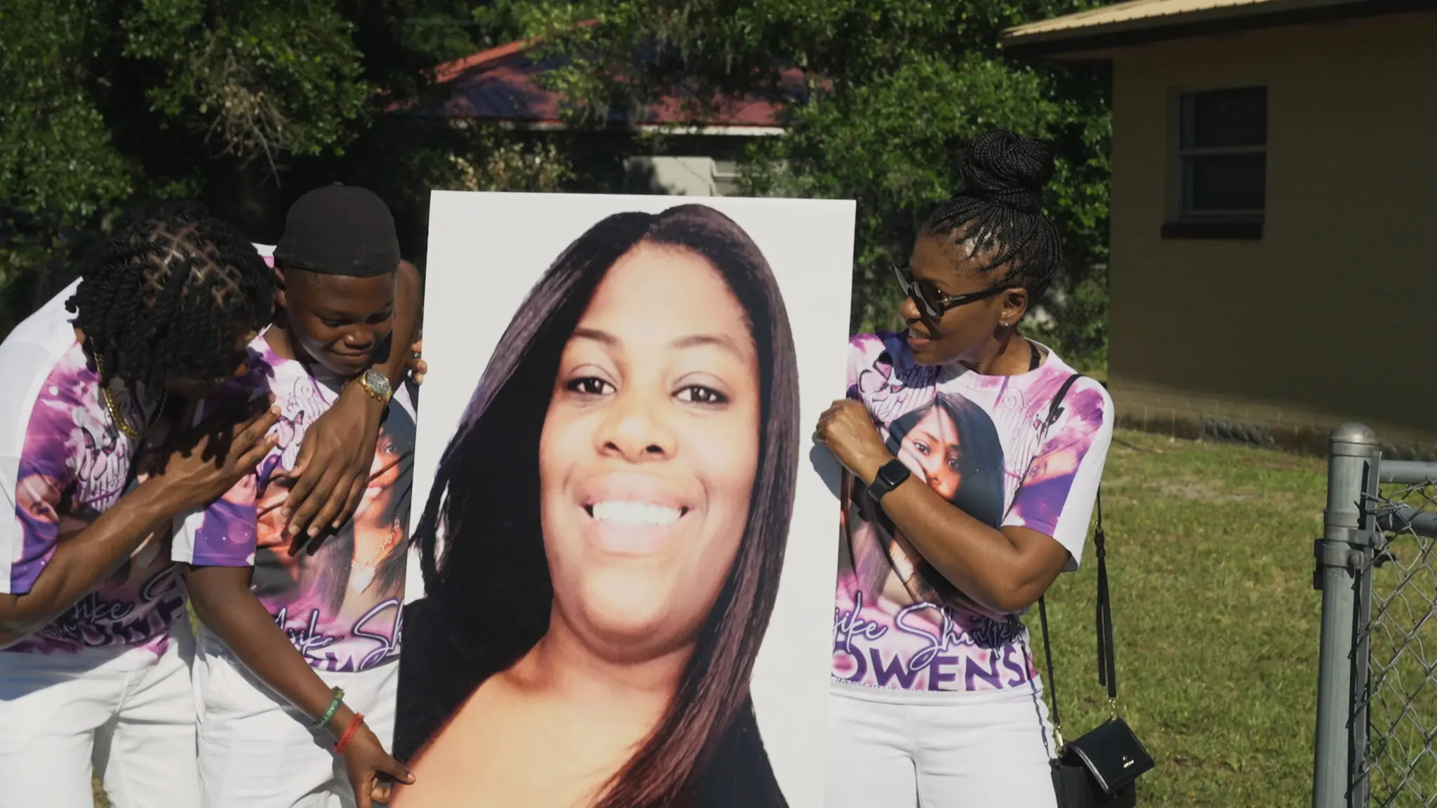 A poster of Ajike Owens, as seen in the documentary “The Perfect Neighbor.”