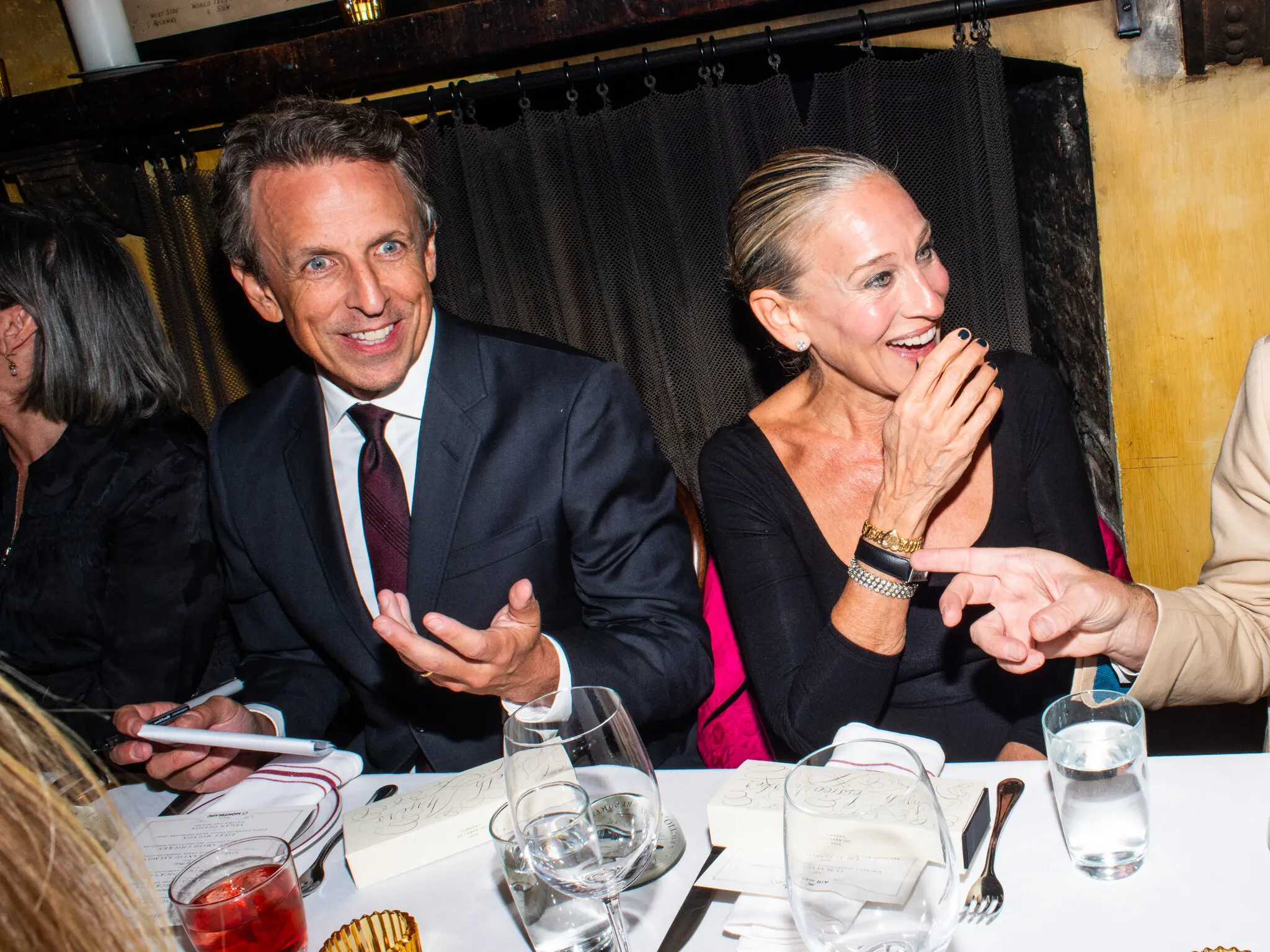 Seth Meyers and Sarah Jessica Parker at a dinner for Air Mail’s inaugural Tom Wolfe Prizes for Fiction and Reportage, held at the Waverly Inn on Tuesday.