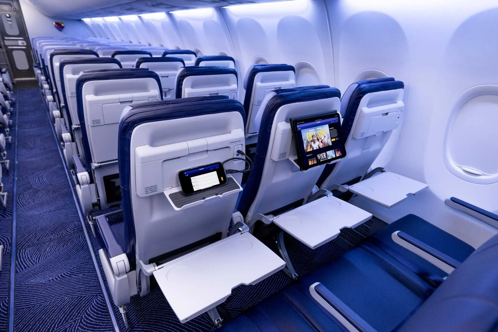 Southwest’s new cabin design for the Boeing 737 Max 8 features new seats and charging ports. It is part of the airline’s change in strategy.