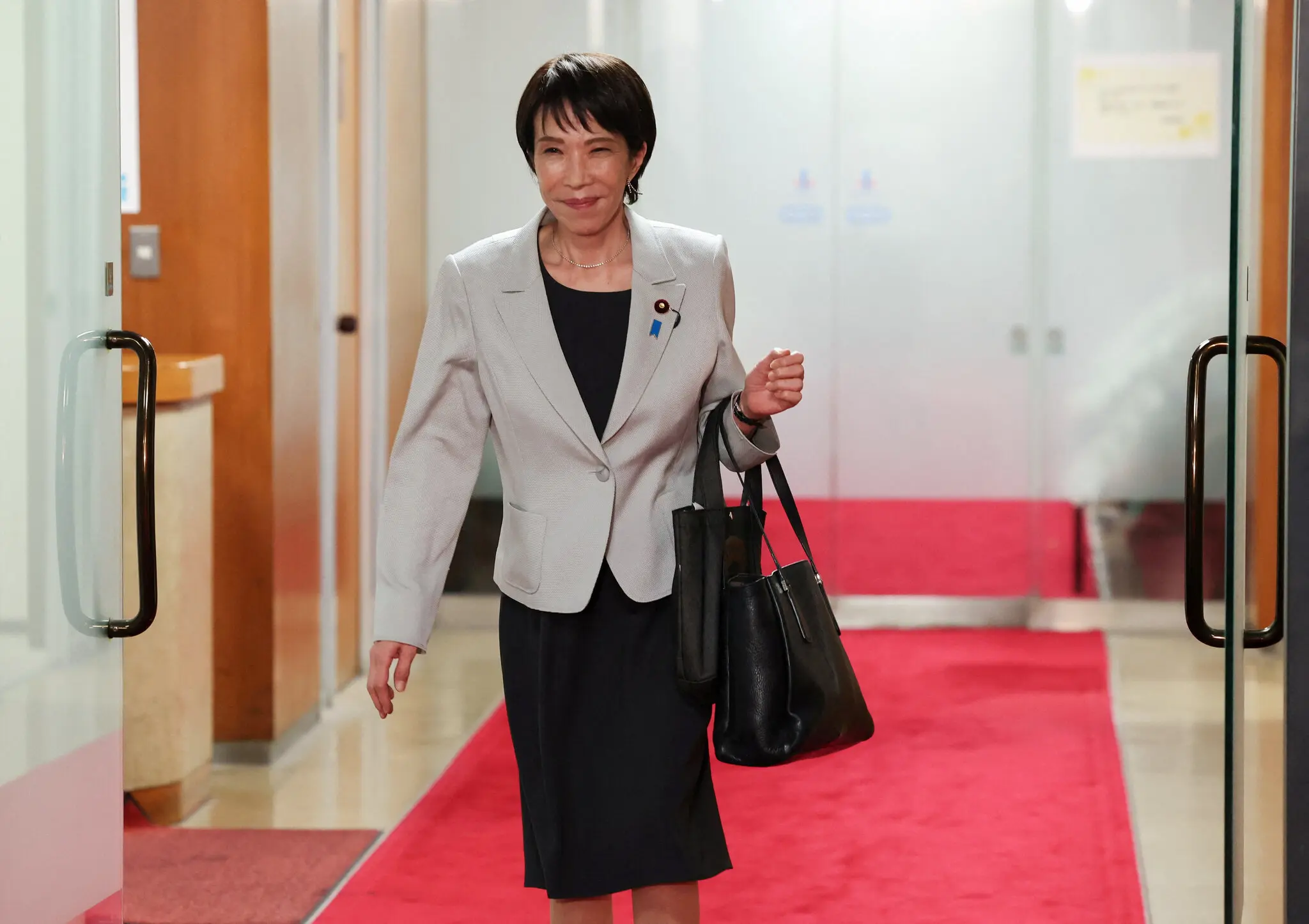 Sanae Takaichi at the Liberal Democratic Party headquarters in Tokyo on Thursday.