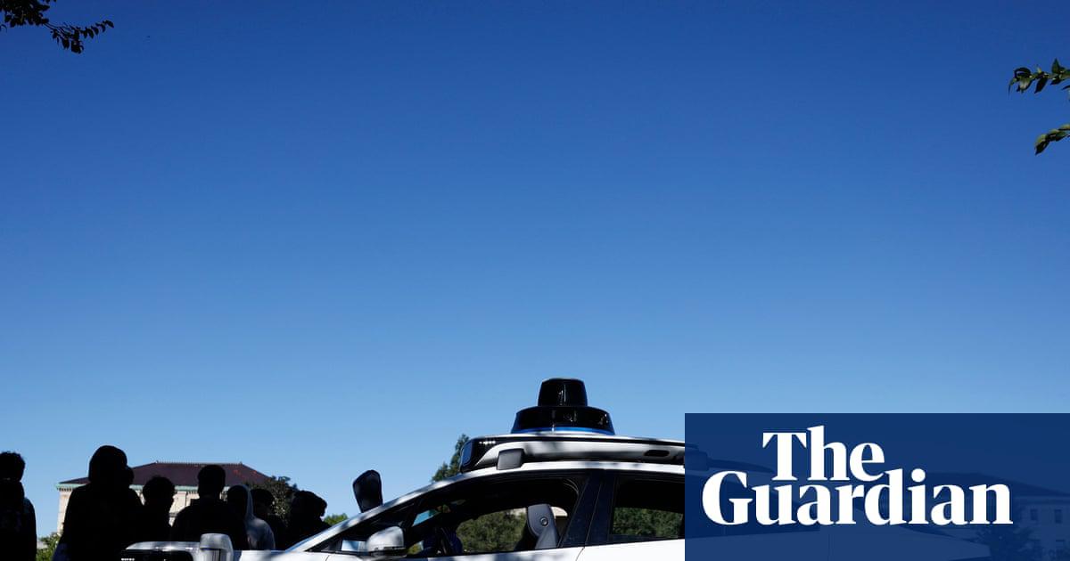 A Waymo taxi on display in the Bronx, New York, on Thursday.