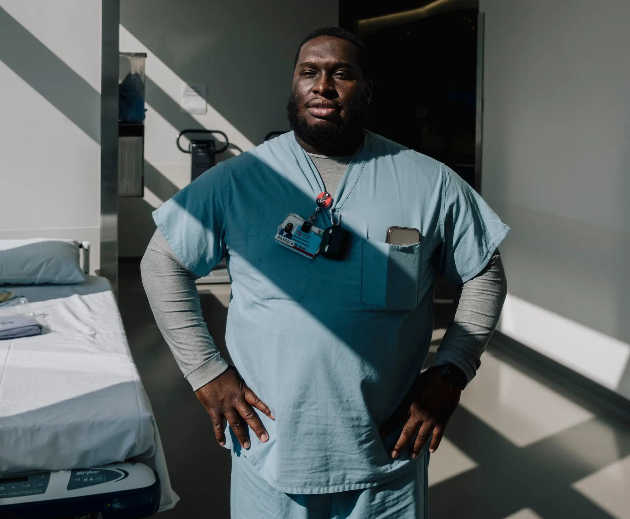 Patrick Hill, a former fullback and running back for the Tennessee Titans, says nursing works well for this phase of his life: “I have three kids, two dogs and a wife.”