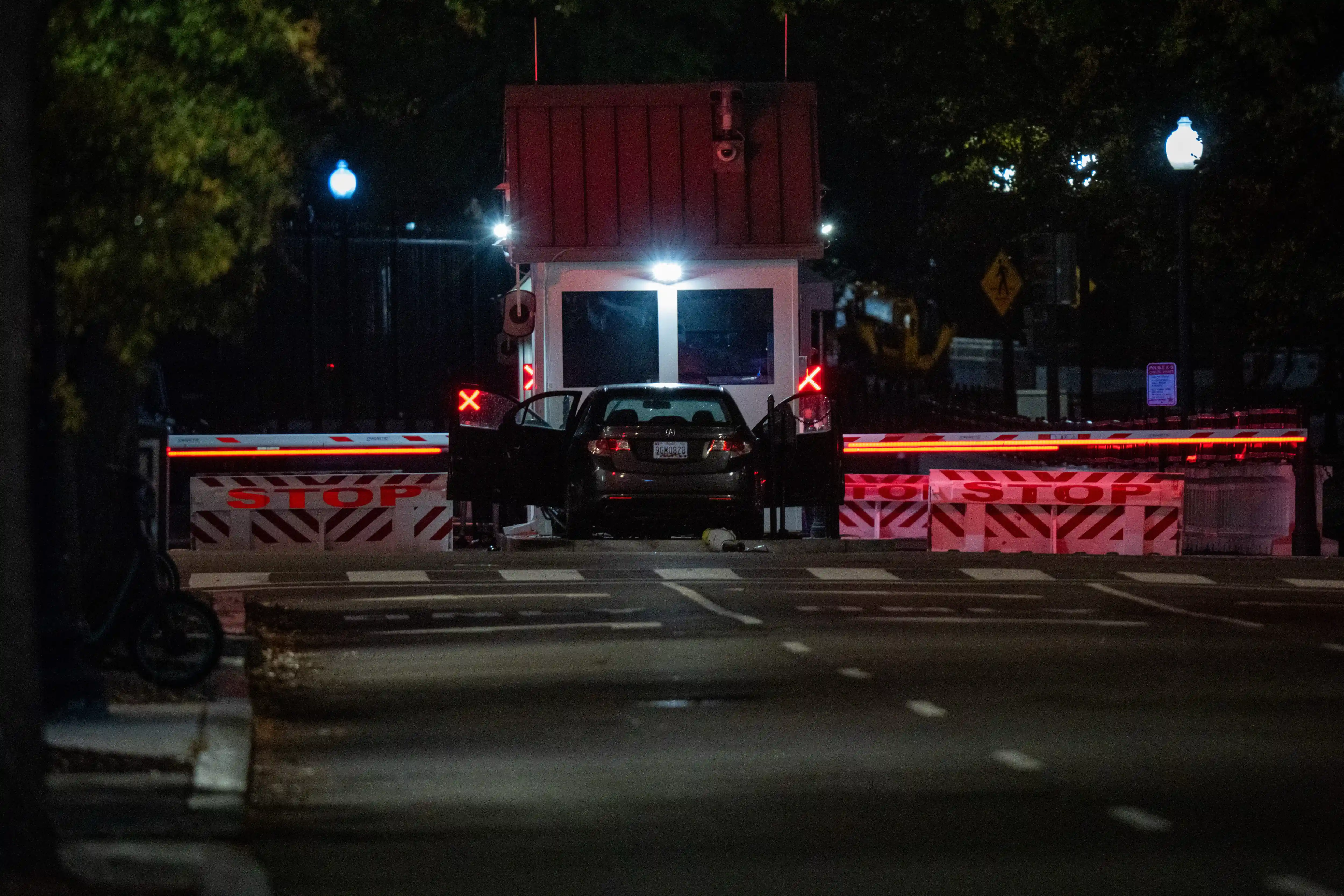 A man was arrested on Tuesday night after he drove his vehicle into a barricade outside the White House, the Secret Service said. It was not immediately known whether the crash was intentional.