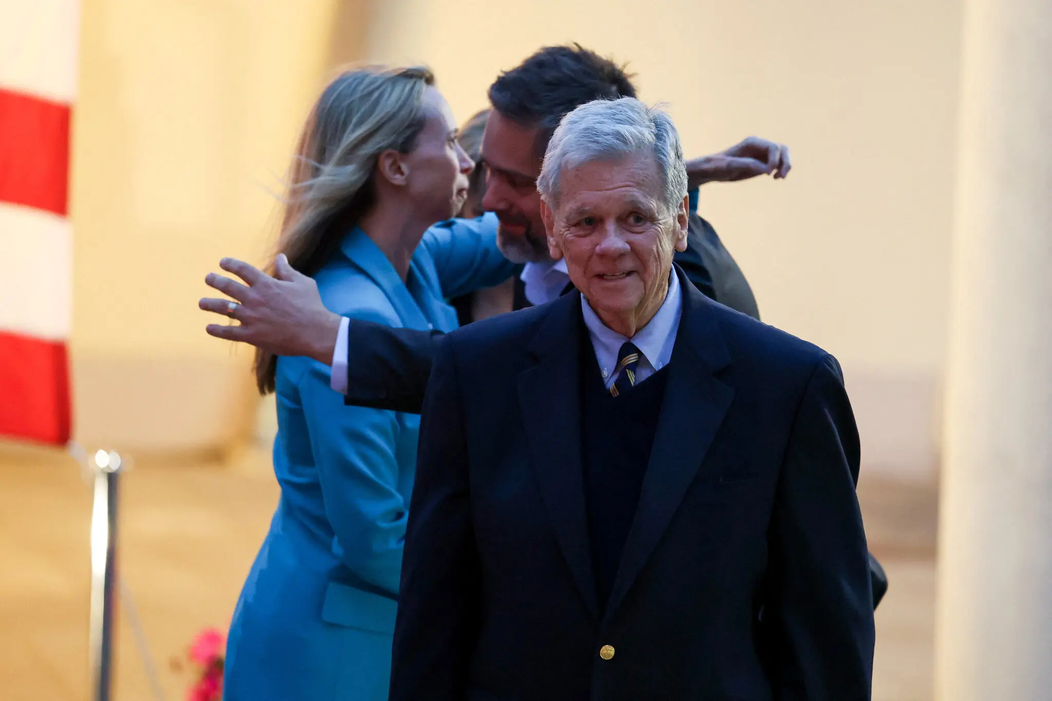 John Coale, an envoy for President Trump, last month as prisoners released from Belarus arrived at the American Embassy in Vilnius, Lithuania.