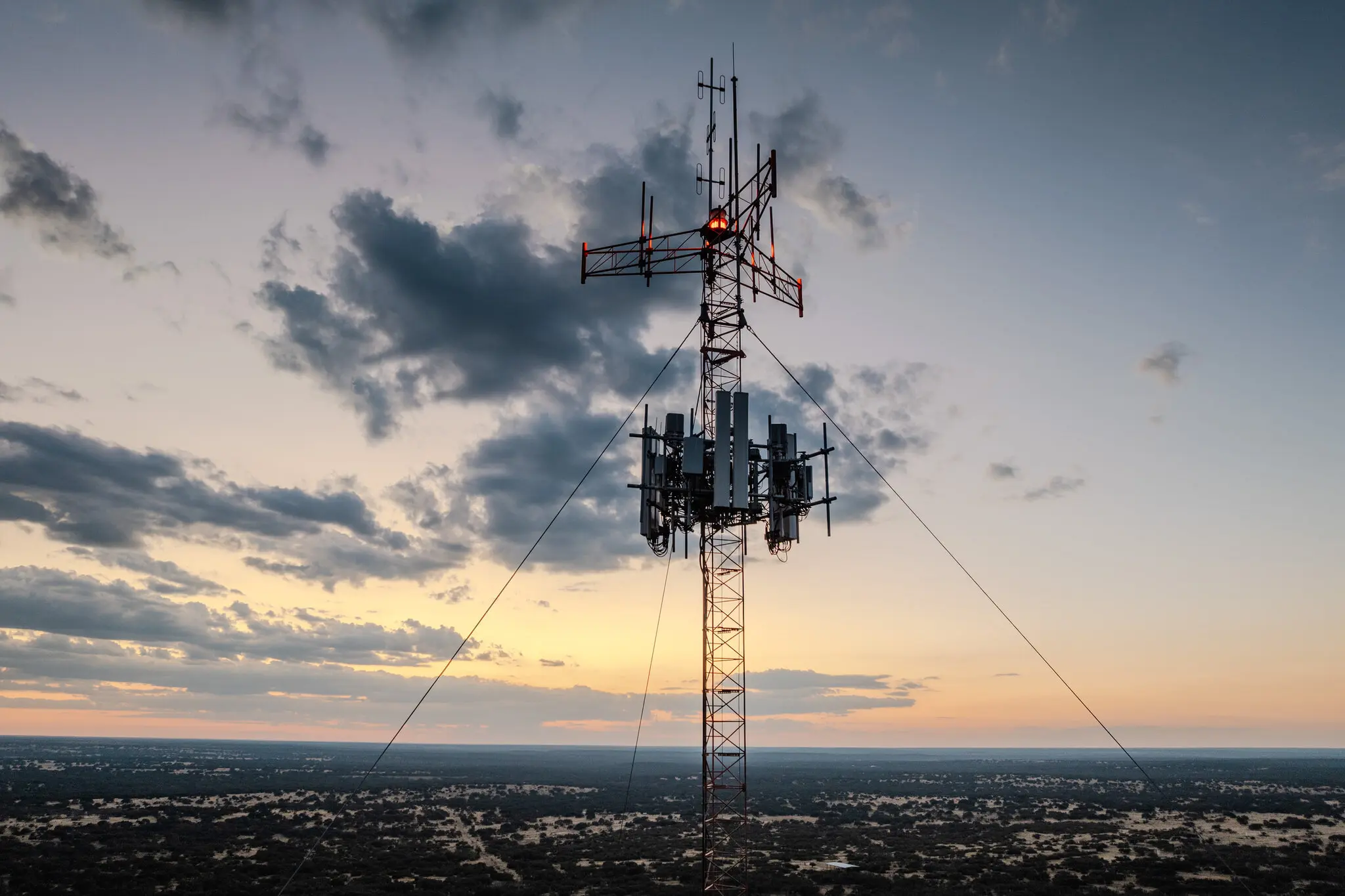 A tower used for Motorola’s radio network west of Mountain Home, Texas.