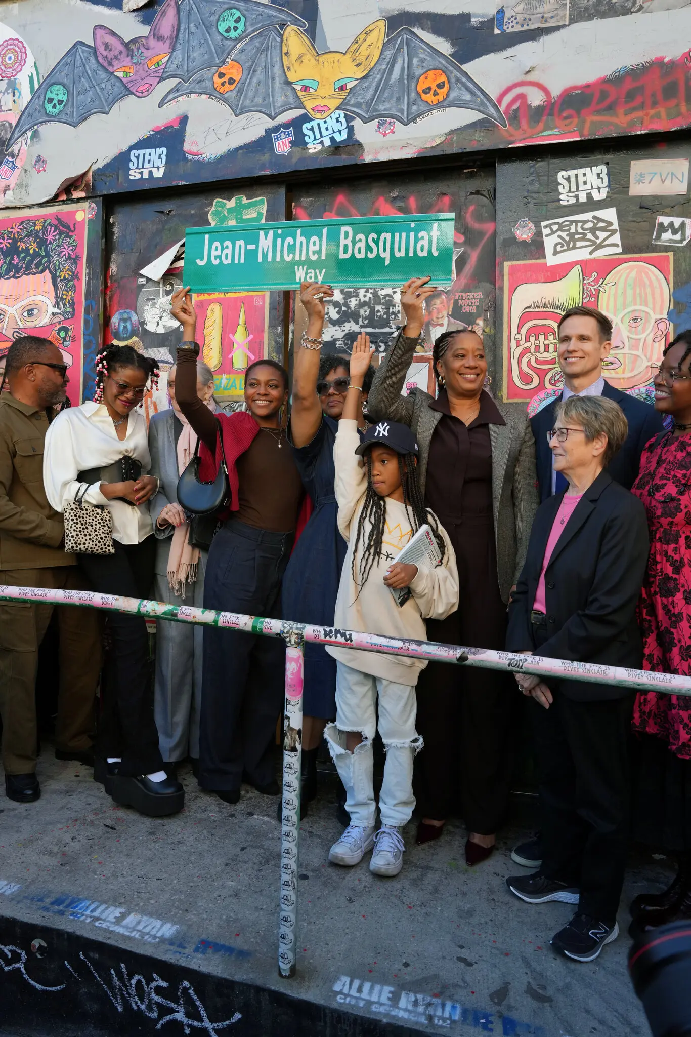 Fans, friends and family members of the artist Jean-Michel Basquiat gathered for the street-naming ceremony.