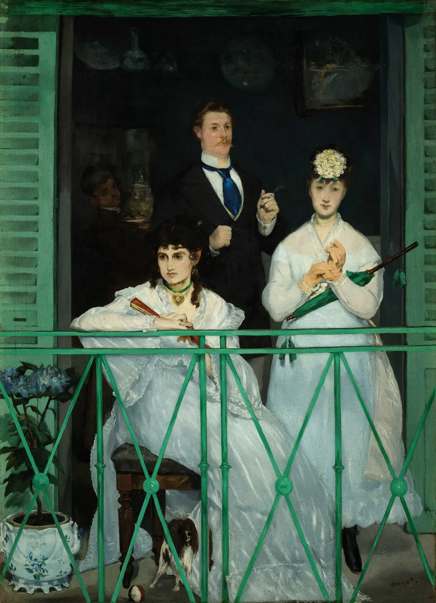 Édouard Manet’s “The Balcony,” 1868-69. The group portrait features his artist friend Berthe Morisot, who “exudes main-character energy with her fierce gaze,” our critic says.