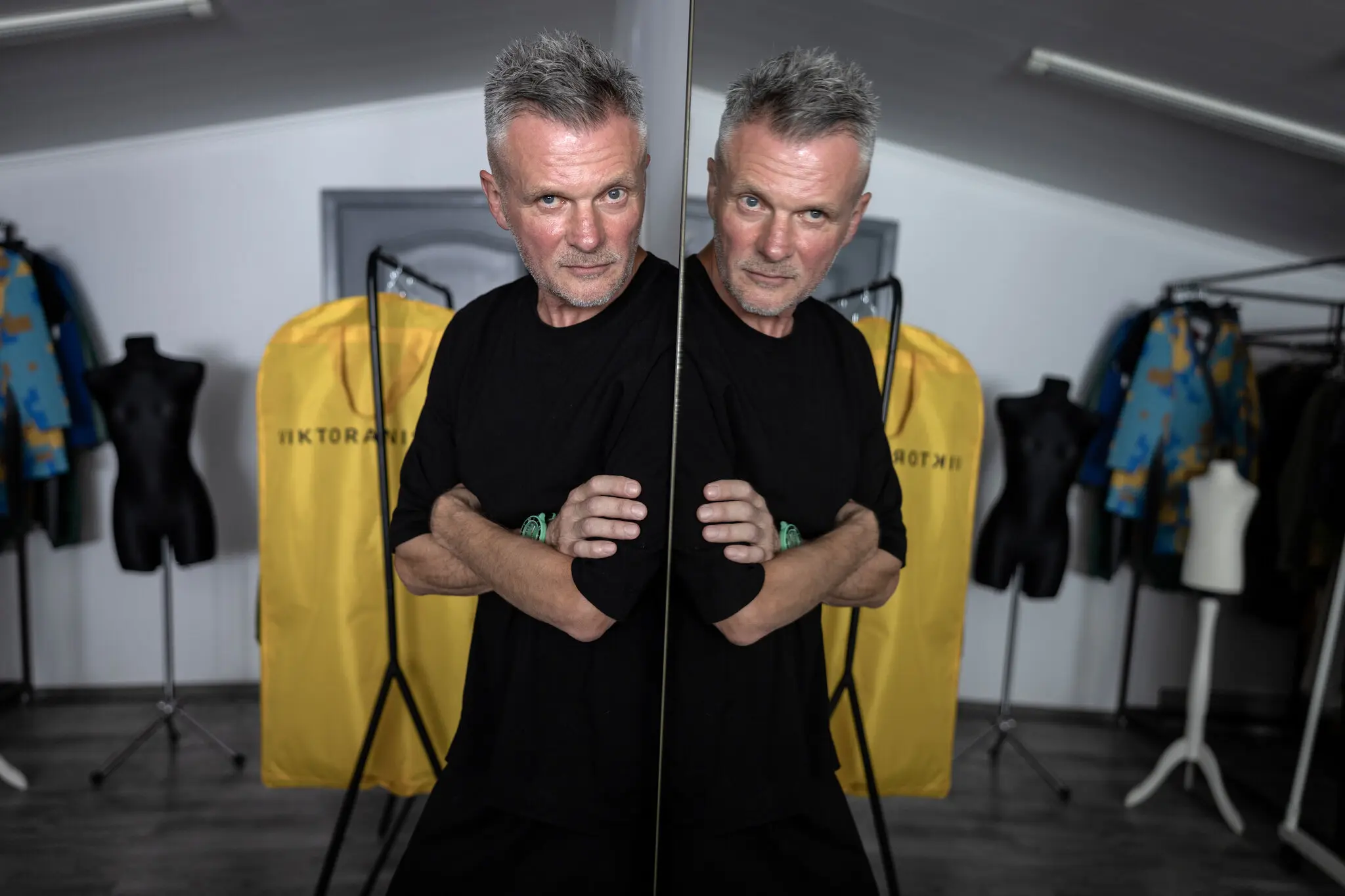 Viktor Anisimov at his studio during Ukrainian Fashion Week in Kyiv, Ukraine, last month.