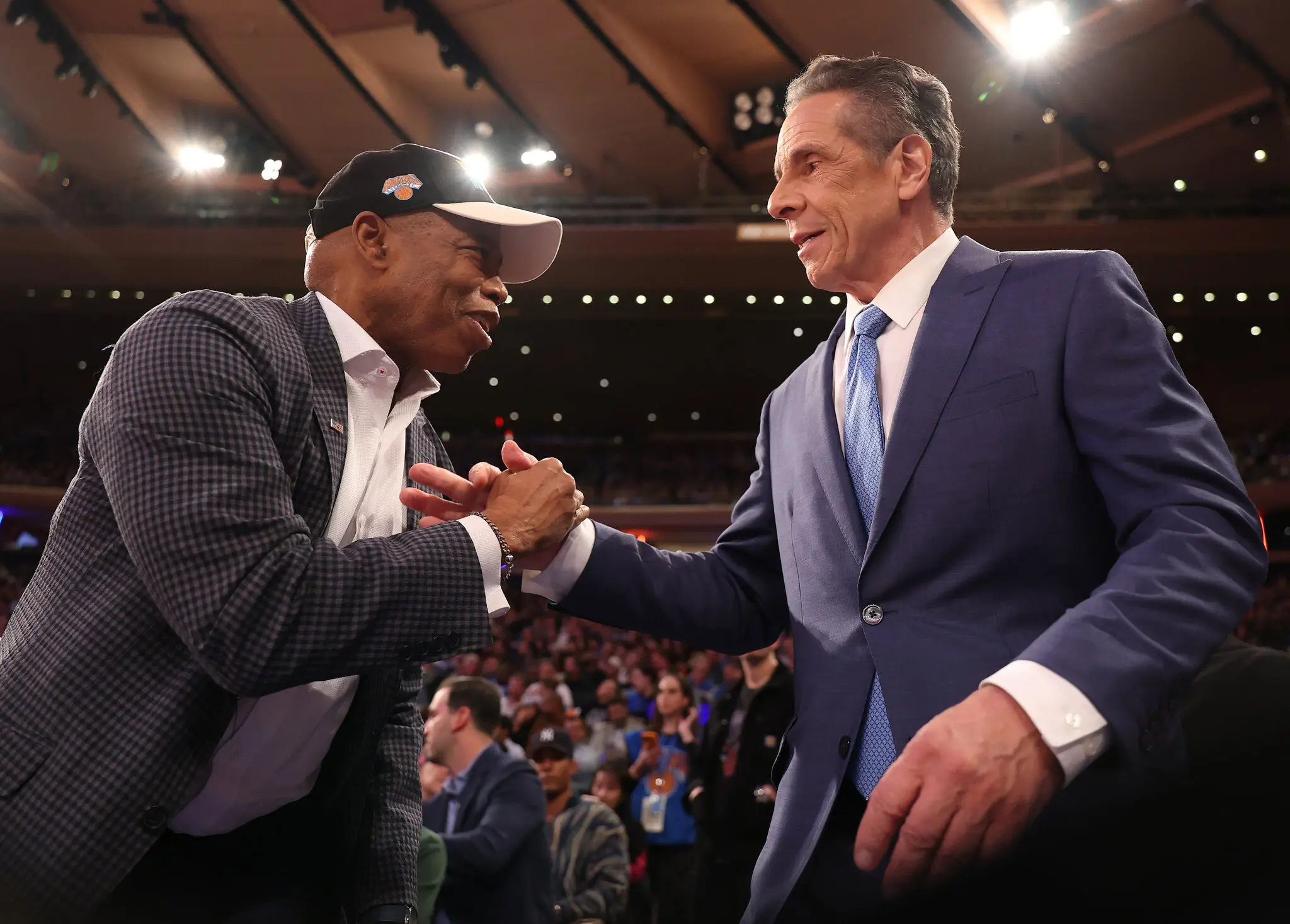 After the final mayoral debate ended on Wednesday, Andrew Cuomo went directly to Madison Square Garden to greet Mayor Eric Adams at the New York Knicks game.