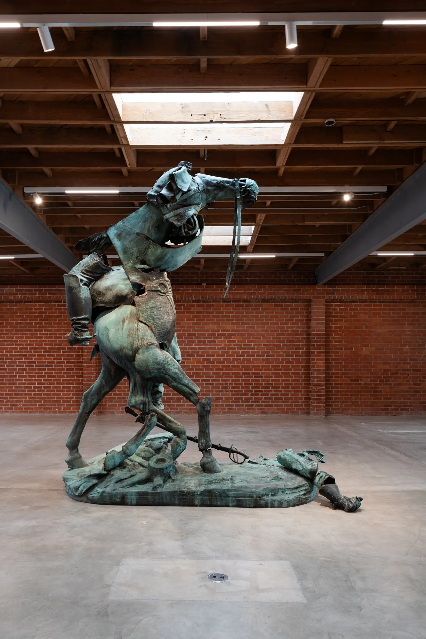 Kara Walker’s sculpture “Unmanned Drone,” created from rearranged parts of a decommissioned equestrian statue of the Confederate general Stonewall Jackson, is the centerpiece of “Monuments,” opening Oct. 23 in Los Angeles.