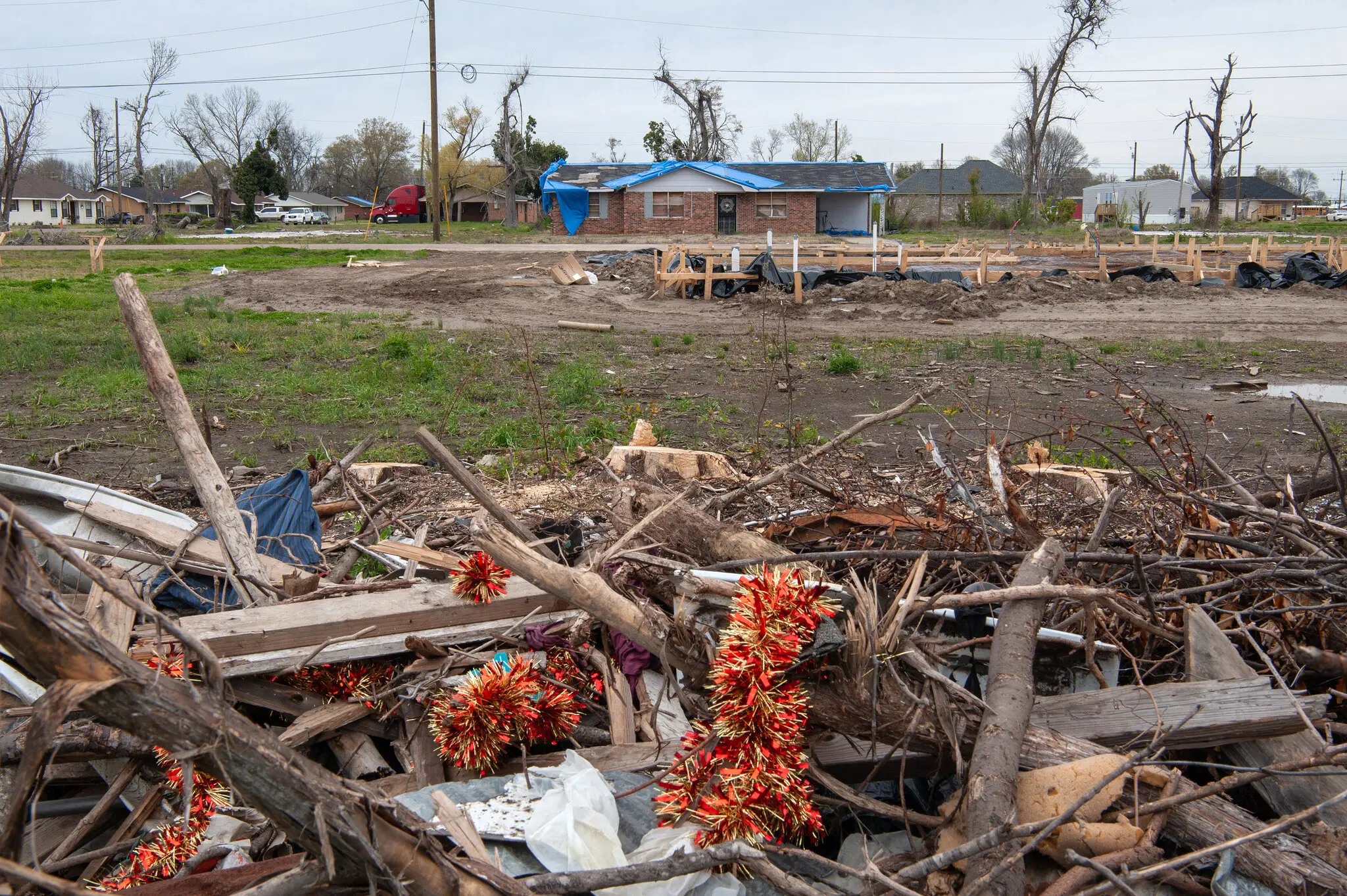 Tornado damage in Rolling Fork, Miss., in March 2024, a year after tornadoes ripped through the area.