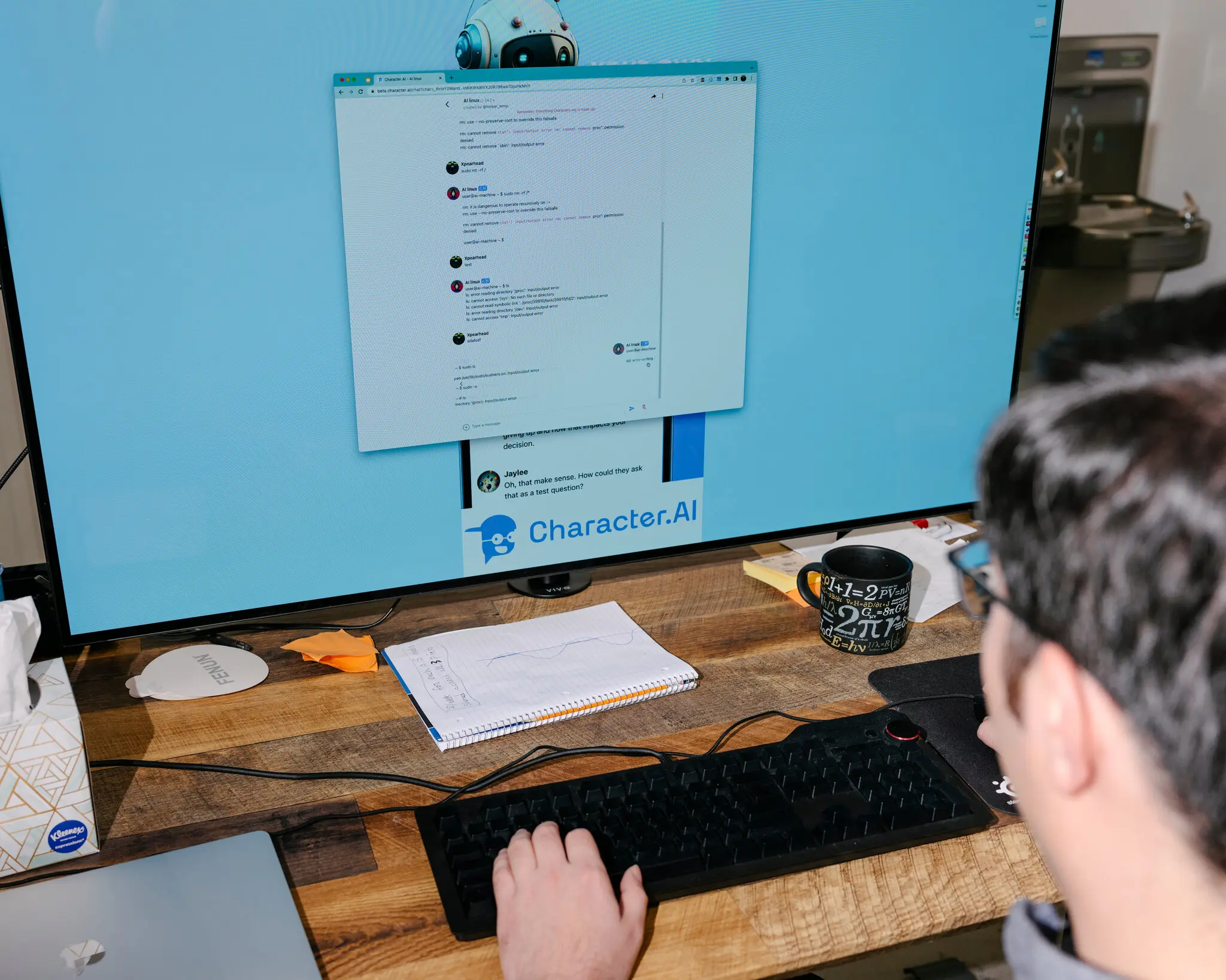 A founder of Character.AI, Daniel De Freitas, demonstrating the app in 2022. The company said people under 18 would be barred from using its chatbots starting next month. 