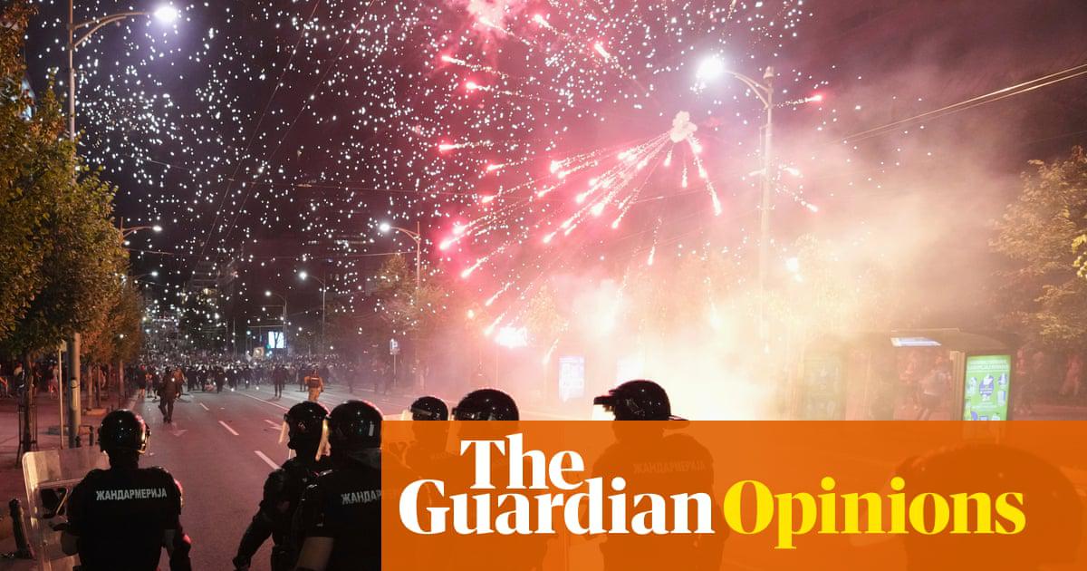 Serbian gendarmerie officers during anti-government protests, Belgrade, 14 August 2025.
