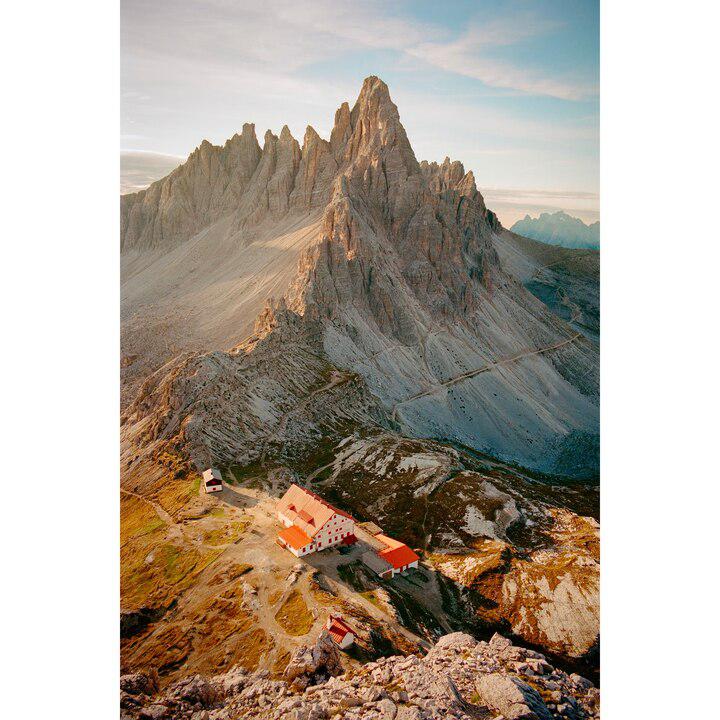 Alpine meadows surrounded by jagged peaks line the landscape around the Dolomites.