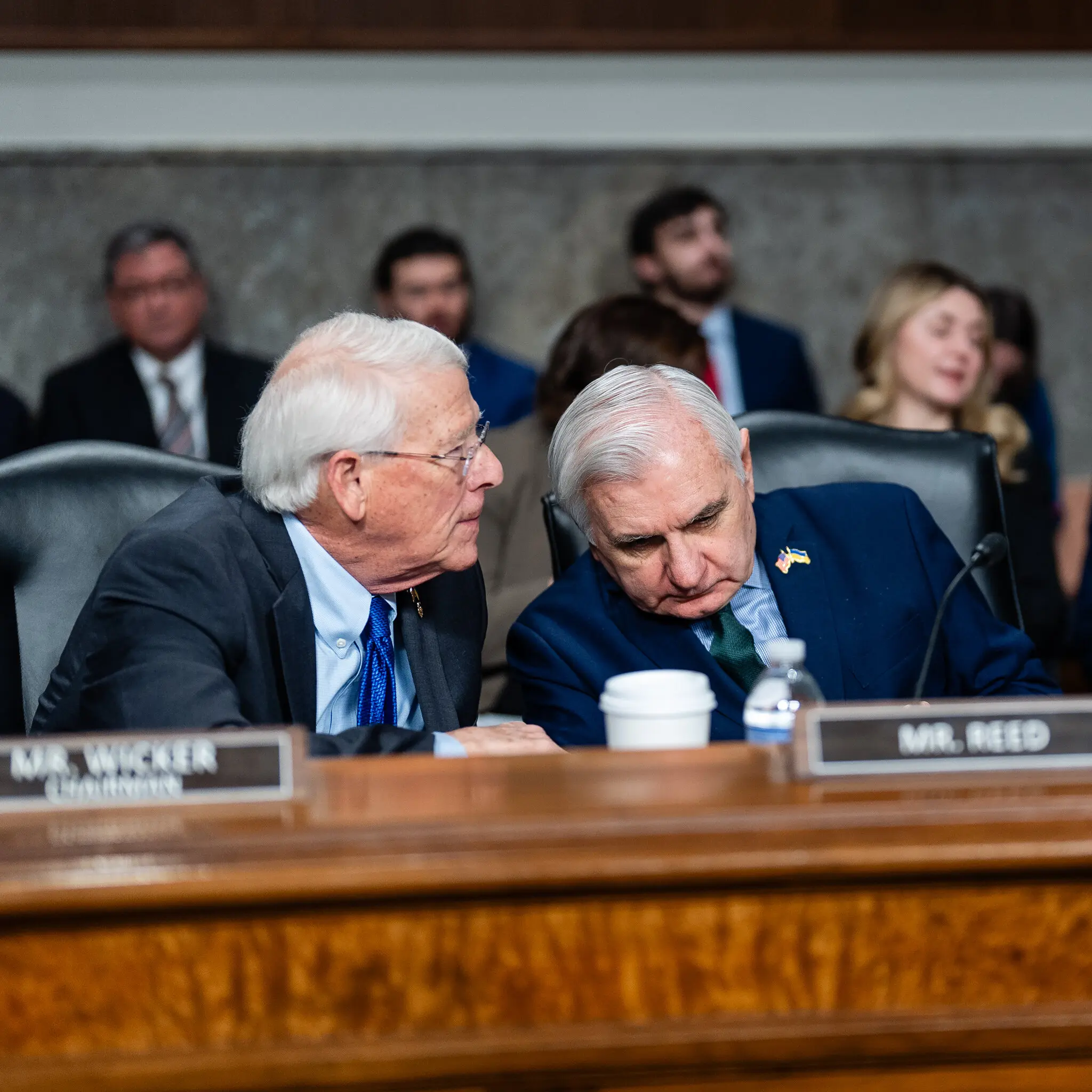 Senator Roger Wicker, a Republican and the chairman of the Armed Services Committee, and Senator Jack Reed, the panel’s senior Democrat, at a February meeting of the committee.