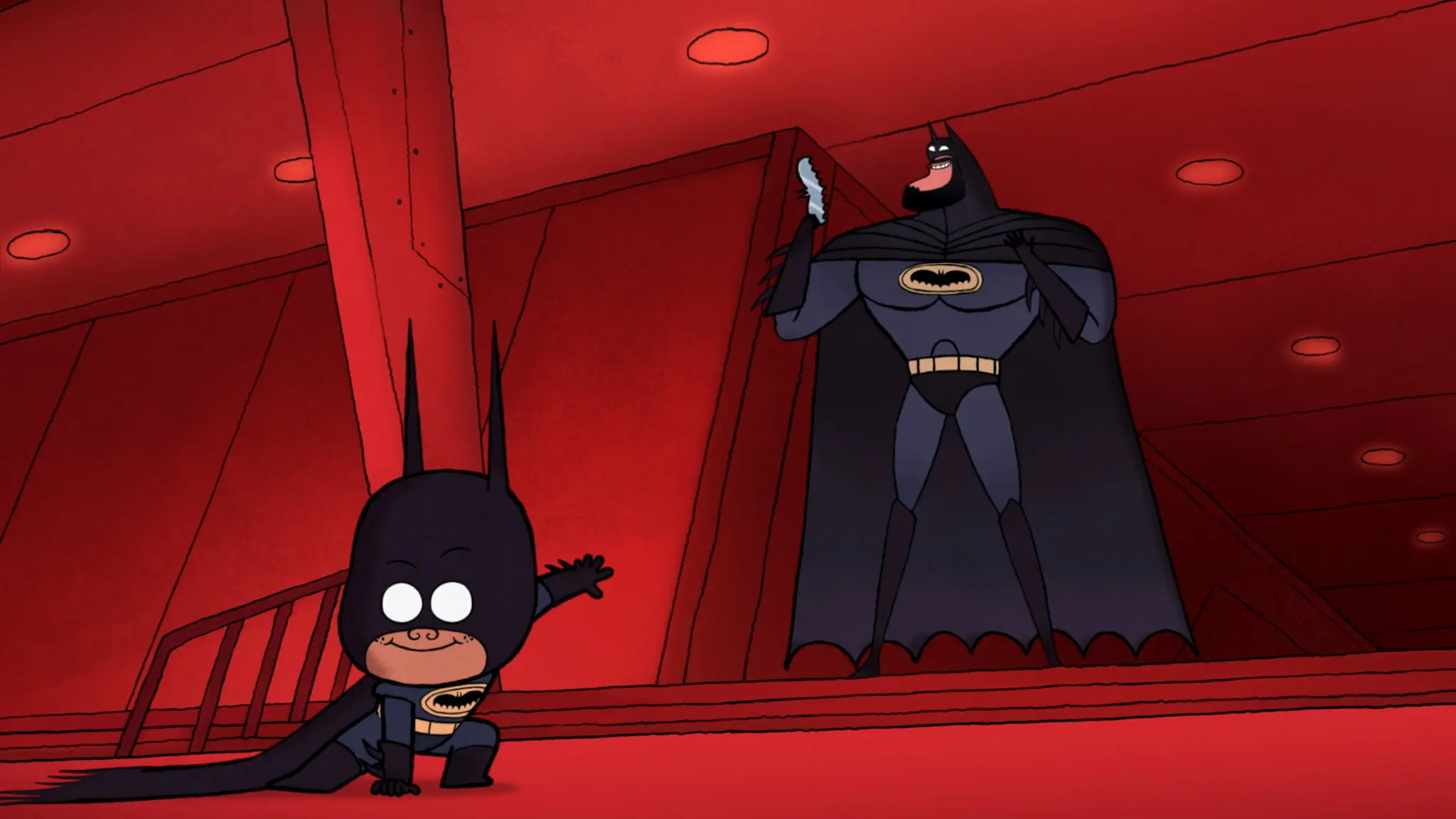 A scene from Season 1 of “Bat-Fam,” a spinoff of “Merry Little Batman.”