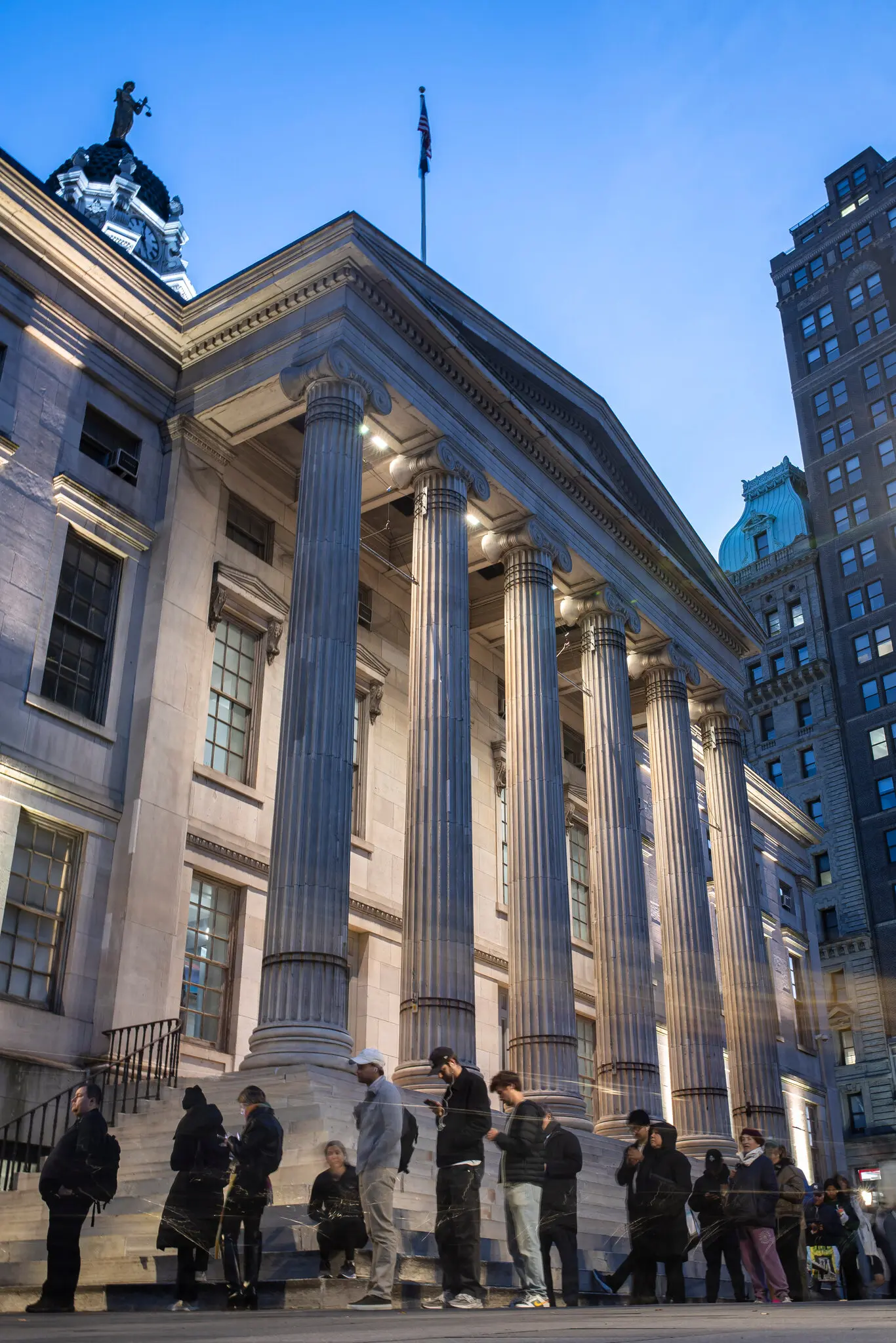 Voters waiting to cast ballots in Brooklyn on Sunday, the final day of early voting in New York’s elections.