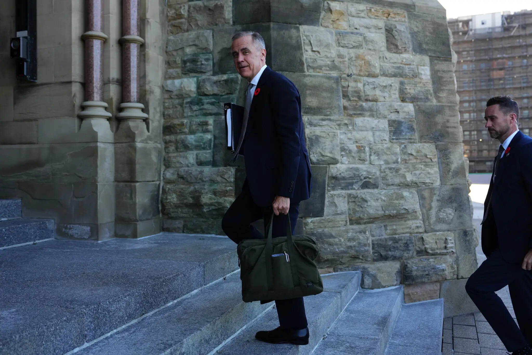 Prime Minister Mark Carney of Canada arriving at Parliament Hill on Tuesday in Ottawa.