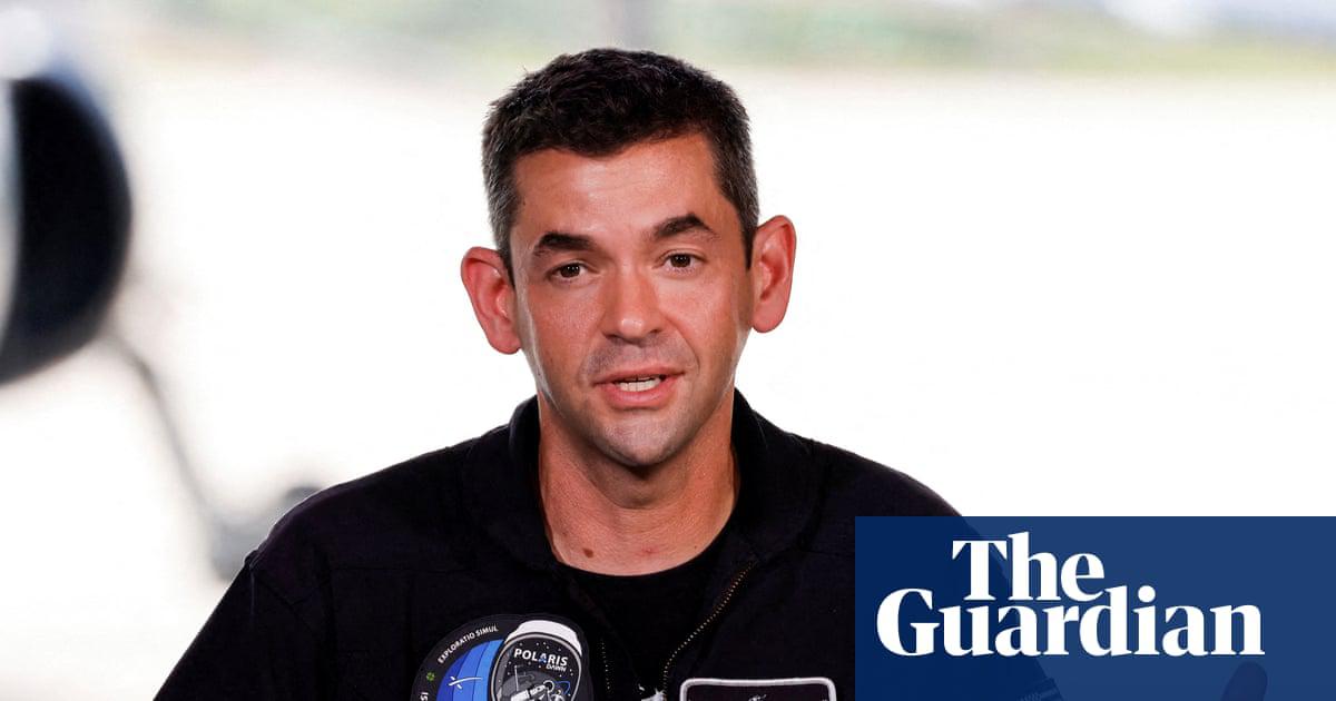 Jared Isaacman at a press conference for a private human spaceflight mission in Florida last year.