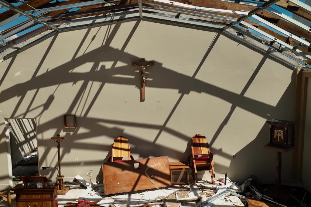 The remains of St. Theresa’s church in Black River, Jamaica.