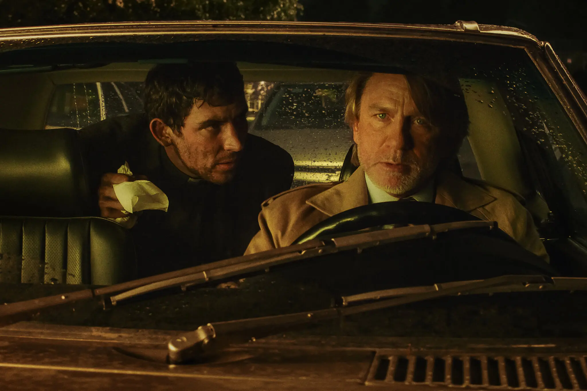 Josh O’Connor, left, and Daniel Craig in “Wake Up Dead Man: A Knives Out Story.”