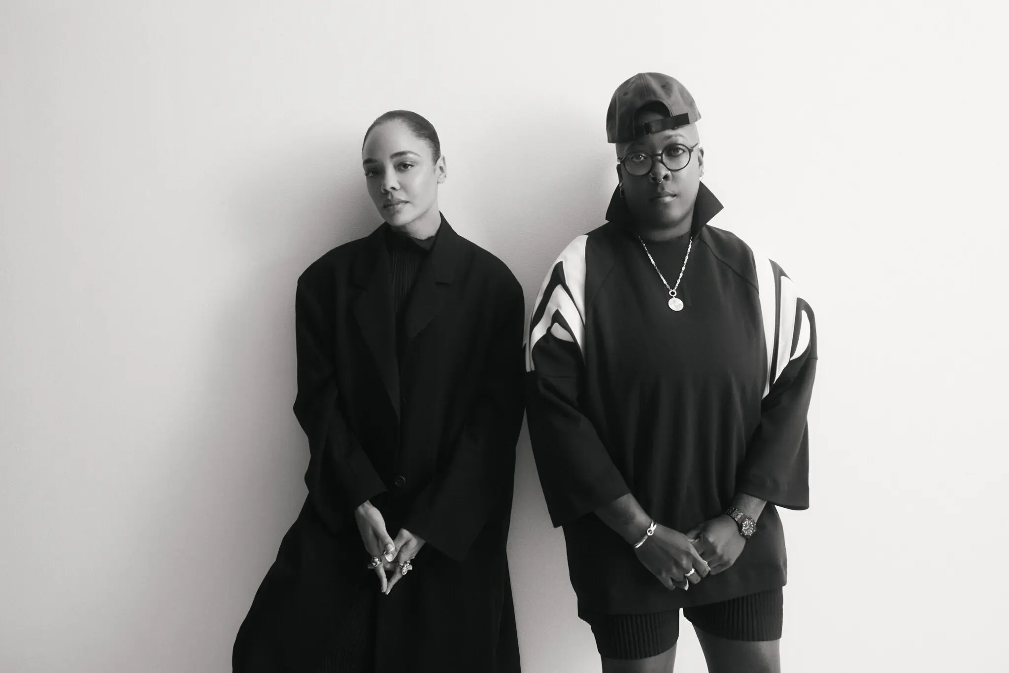 The actress Tessa Thompson (left) and the artist Nina Chanel Abney, photographed in New York on Sept. 17, 2025.