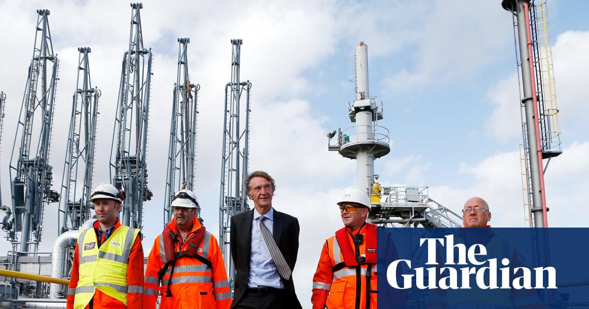 Sir Jim Ratcliffe visiting Ineos’s Grangemouth complex. The firm’s planned plastics plant in Antwerp has come under fire for its projected emissions.