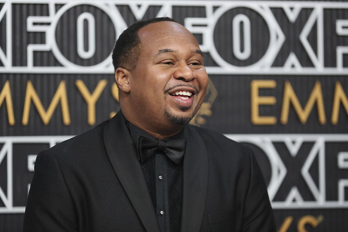 Roy Wood Jr. attends the 75th Emmy Awards, Jan. 15, 2024, at the Peacock Theater in Los Angeles. The comedian’s new book is “The Man of Many Fathers.”