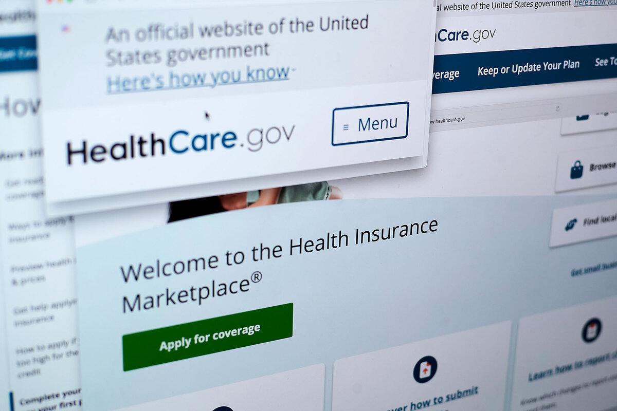 Pages from the Affordable Care Act insurance website HealthCare.gov on a computer screen in New York, Aug. 19, 2025.