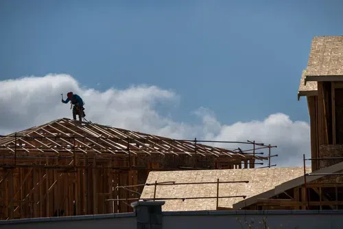 A new home under construction in Vacaville, California.