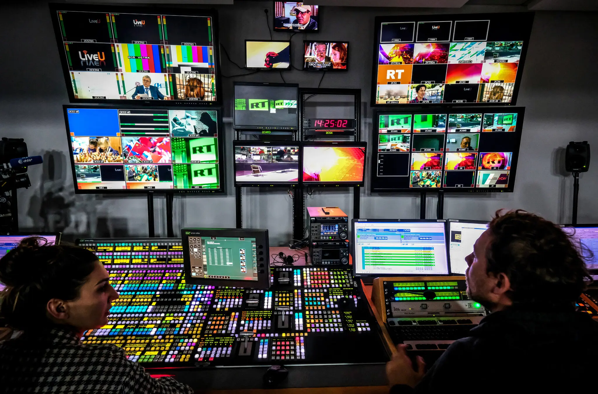 The RT control room in Moscow in 2018. Kremlin-owned media outlets in Mexico have expanded greatly in recent years.
