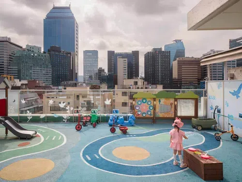 A rooftop play area at Krafton’s daycare center in Seoul.