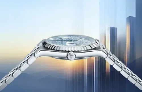 The Oyster Perpetual Land-Dweller 40mm in platinum.