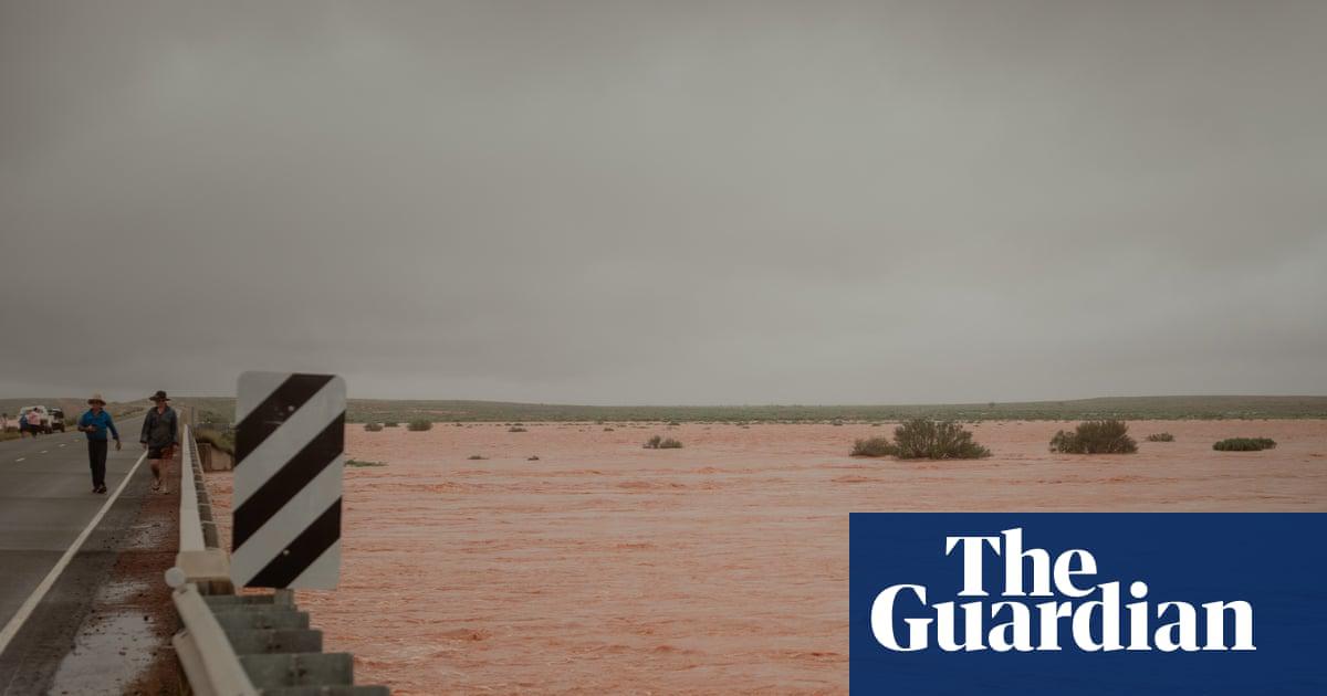 Flooding after drenching rain in central Australia between Glendambo and Coober Pedy, SA on Sunday.
