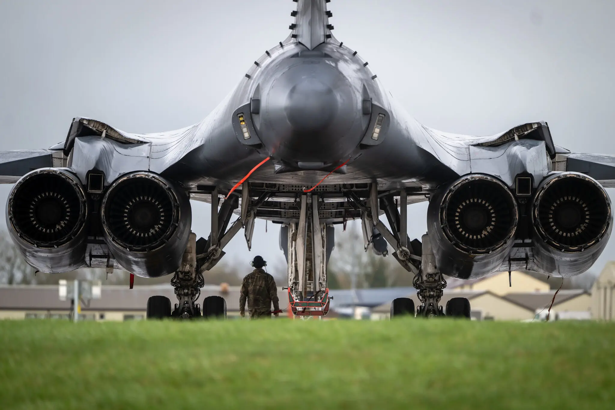 A B-1 bomber at a Royal Air Force base in Fairford, England, on Sunday.