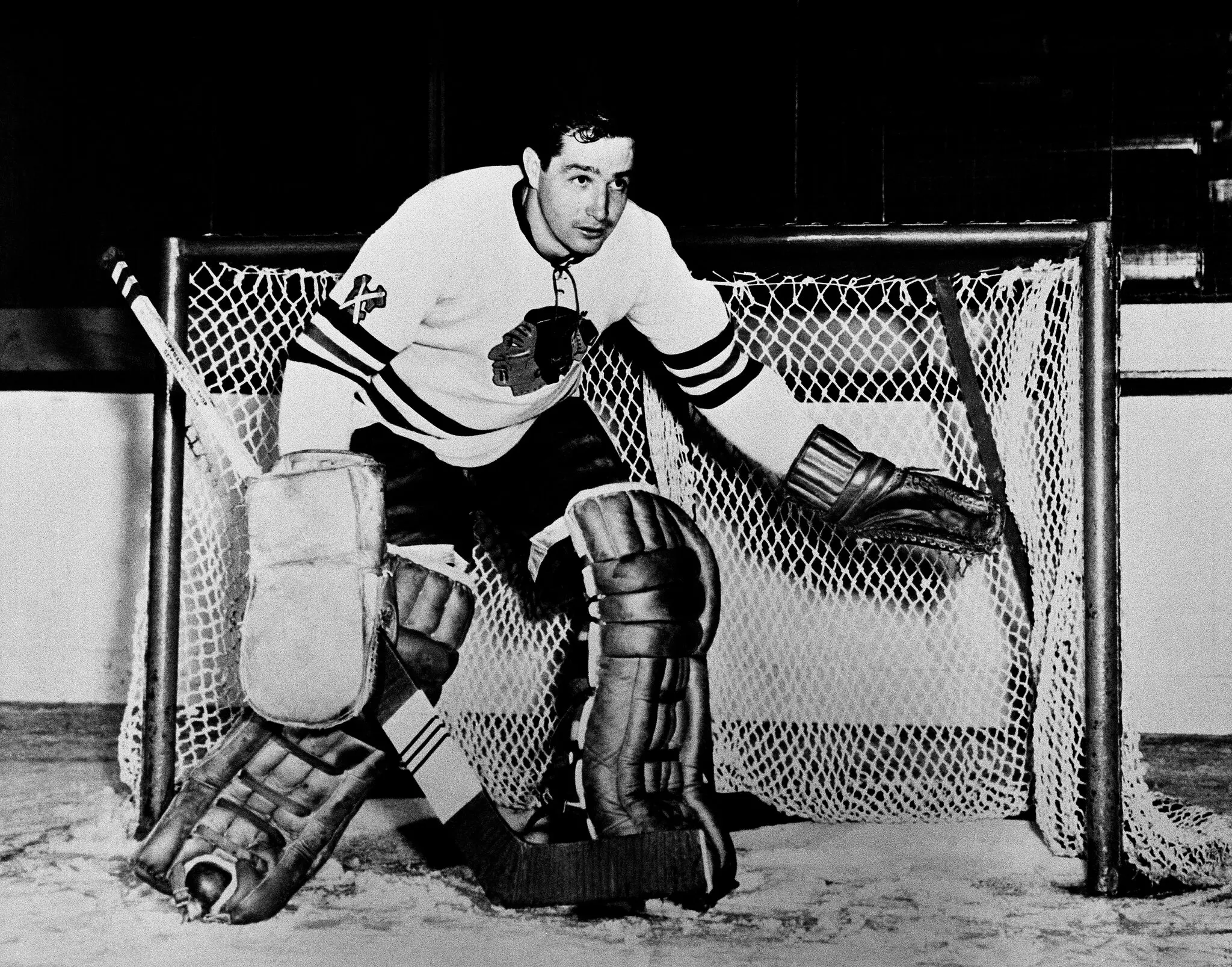 Goalie Glenn Hall of the Chicago Blackhawks in 1959.