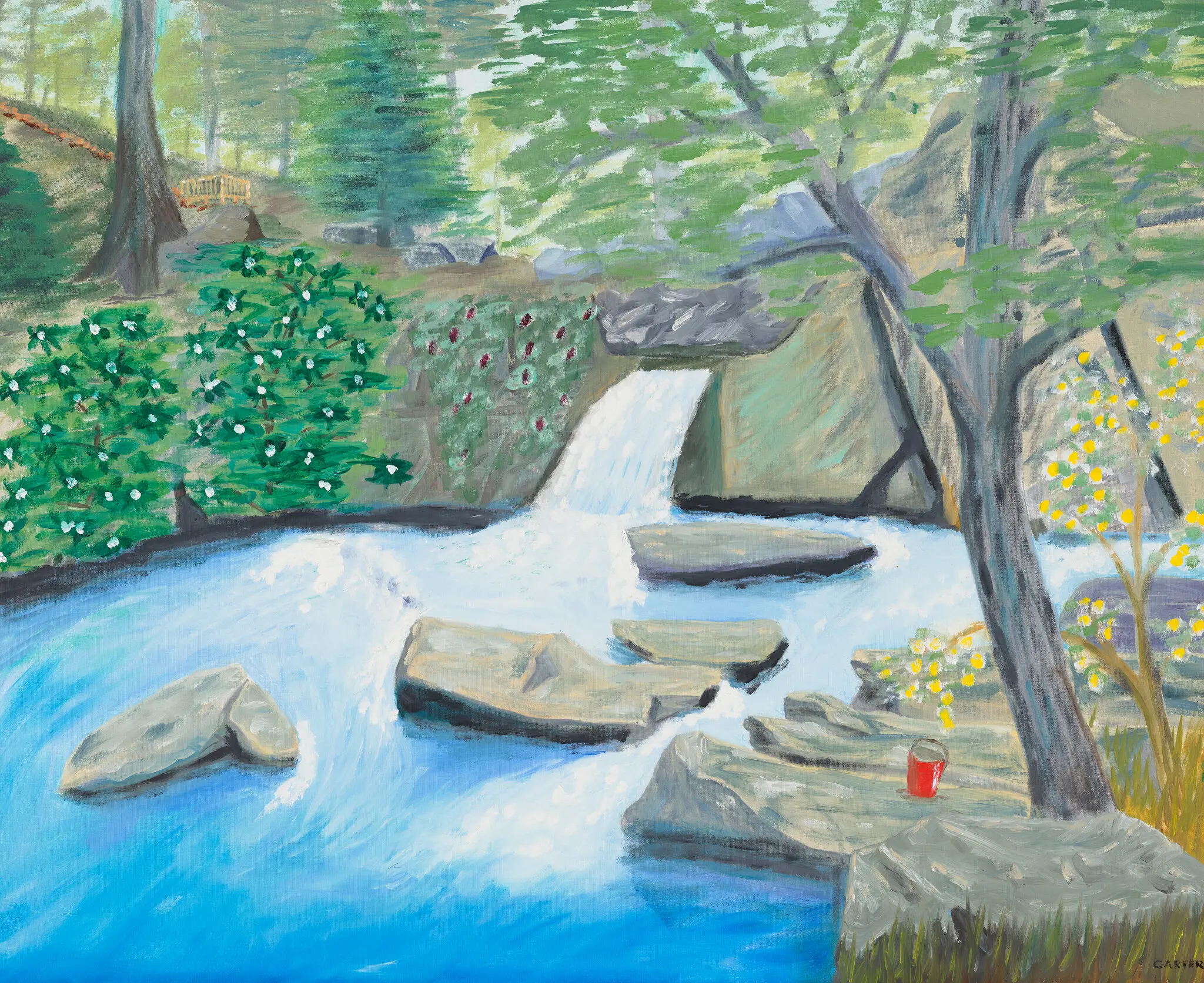 “Mountain Waterfall,” 2003, by former President Jimmy Carter, is among the items going to auction at Christie’s.
