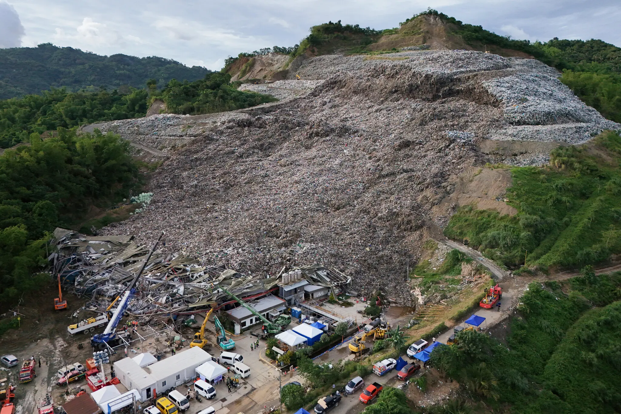 Search and recovery operations at a collapsed waste management facility in Binaliw, Cebu City, Philippines, on Sunday.