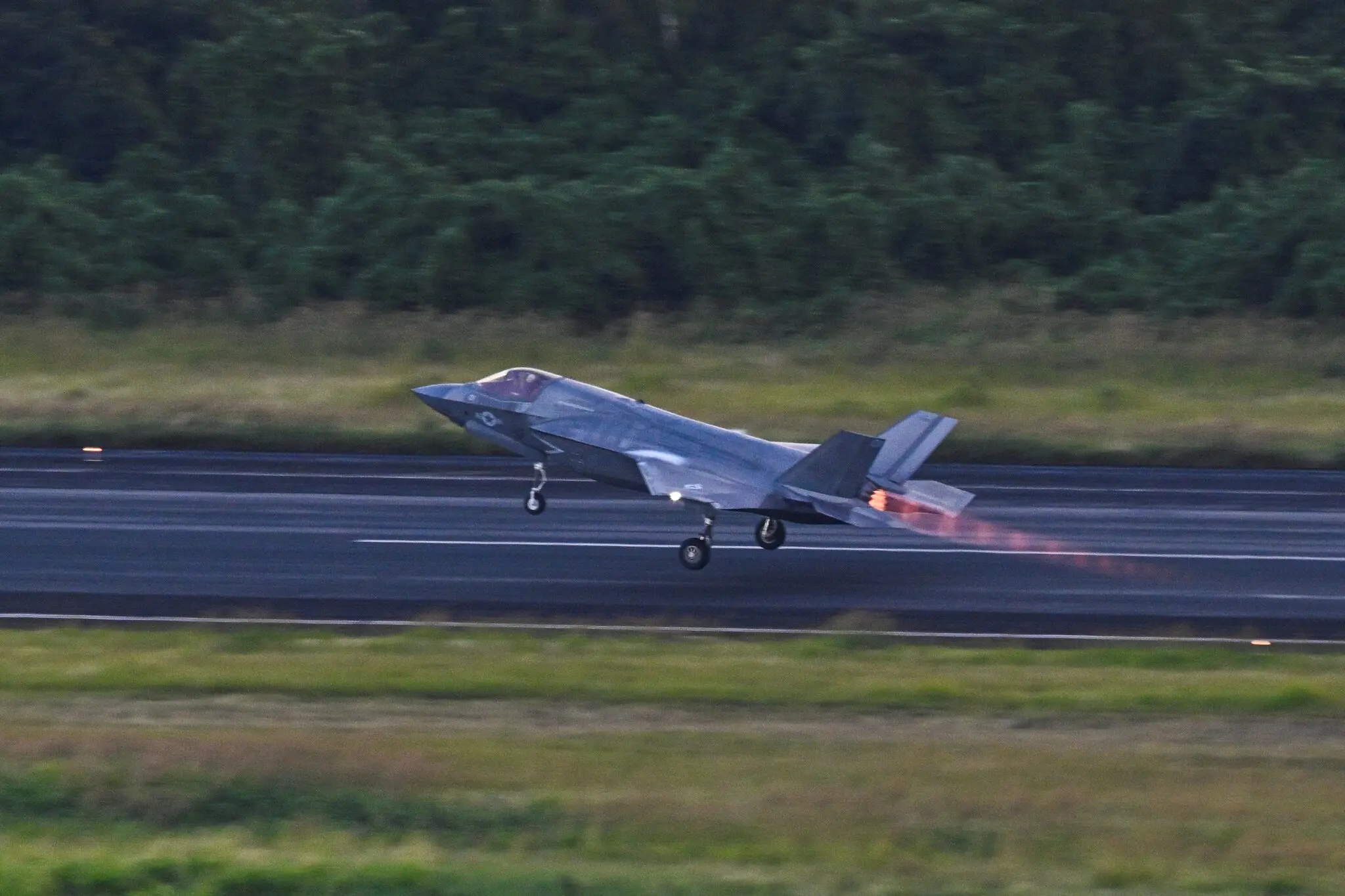 An American F-35 fighter jet taking off from an airport in Puerto Rico in December.